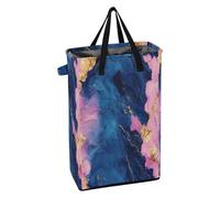 Laundry Hampers with Handles Laundry Basket Freestanding Kids Clothes Hampers for Nursery Marble Navy Blue Pastel