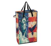 Laundry Hampers with Handles Laundry Baskets Foldable Kids Towel Hamper for Bedroom Usa Presidents Day Flag & Lady Liberty