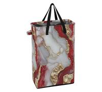 Laundry Hampers with Handles Laundry Baskets Foldable Teen Dirty Clothes Hamper for Nursery Marble White Red