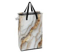 Laundry Hampers with Handles Laundry Room Baskets Waterproof Teen Dirty Clothes Basket for Dorm Marble White Brown