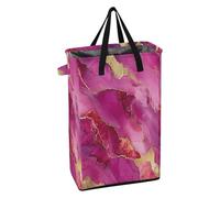Laundry Hampers with Handles Tall Laundry Baskets Foldable Kids Clothes Hamper for Dorm Marble Hot Pastel Burgundy