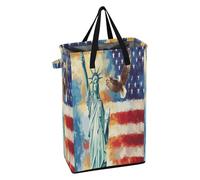 Laundry Hampers with Sturdy Handle Laundry Baskets Waterproof Teen Girl Towel Hamper for Bathroom Usa Presidents Day Flag & Lady Liberty