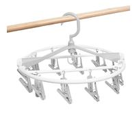 Laundry Hanger with 20 Clips - Compact Folding Clothes Rack, Round Peg Dryer | Space-Saving Drying Solution for Indoor Camping Cruise Hotel Bathroom Use, Travel Organizer for Balcony Patio Dorm Laundr
