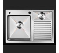 Laundry HYJAUSXB Washboard Basin 2 Bowl HYJAUSXB, Balcony Pool Utility for Hand Washing Clothes, Bathroom tub Cleaning Basin, Thickened Stainless