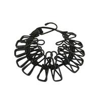 Laundry Line Fabric Clothesline With 12 Clips Portable With Retractable Dryer Drying Rack (For Outdoor Use)(Black)