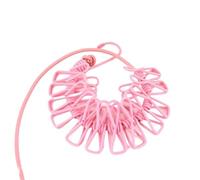 Laundry Line Fabric Clothesline With 12 Clips Portable With Retractable Dryer Drying Rack (For Outdoor Use)(Pink)