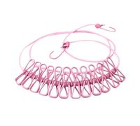 Laundry Line Portable Clothesline With 12 Clothespins, Windproof Travel Stretchy Retractable Elastic Laundry Clothes Line(Pink)