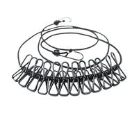 Laundry Line Portable Clothesline With 12 Clothespins, Windproof Travel Stretchy Retractable Elastic Laundry Clothes Line(Black)