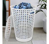 Laundry Linen Washing Basket 48L Hamper Rattan Bathroom Storage Clothes Bin Lid