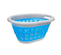 Laundry Master Collapsible Laundry Basket, Blue/Grey, 50 x 37.5 x 6 cm