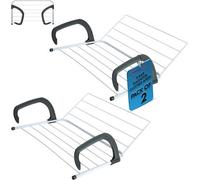 Laundry Mate 9 Bar Radiator Clothes Airer 2 Pack Foldable Clothes Drying Rack Folds Flat Over Radiator Towel Hanging Rail 7M Drying Space