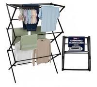 Laundry Mate Extendable Clothes Airer with Sock Clips - 3 Tier Space Saving Foldable Laundry Rack - Heavy Duty Clothes Horse Dryer Rack for Indoor & Outdoor - Extends up to 71CM 11 Hanging Poles
