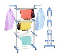 Laundry Mate Foldable Clothes Drying Rack 20M Drying Space 3 Tier Portable Heavy-Duty Clothes Airer with Wheels & Hangers, Space-Saving Laundry Dryer Rack for Indoor & Outdoor