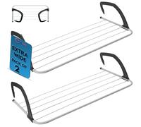 Laundry Mate Radiator Airer 5 Bars - 2Pack Over Door Clothes Airer, Adjustable Folding Radiator Drying Rack for Towels & Laundry, Space Saving Cloth Drying Rack for Radiators, Doors & Baths