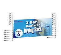 Laundry Mate Radiator Airer 6 Pack Radiator Clothes Airer Space-Saving Drying Rack 2-Bar Over Radiator Towel Rail Hanger - 6M Drying Space Ideal for Radiators, Doors and Bathroom