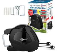 Laundry Mate Retractable Washing Line Dual Cord 2 X 15M Wall Mounted Indoor Outdoor Clothesline Twin Clothes Airer