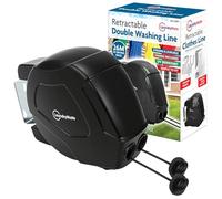 Laundry Mate Retractable Washing line Duo Reels 2x13M (26M) Heavy Duty Extendable Washing Line with Twin Cable - Wall Mounted Washing Line for drying cloths - Indoor & Outdoor Ultimate Drying Solution