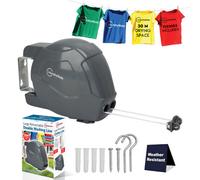 Laundry Mate Retractable Washing Line Duo Reels 2X15M Heavy Duty Extendable Wall Mounted Washing Line For Drying Clothes