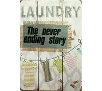Laundry Never Ending Story New Tin Metal Sign Man Cave 12x8 Inches