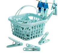Laundry Pegs for Clothes - 30PCS Windproof Household Laundry Pins | Small Drying Clips for Socks, Underwear, Towels & Bra | Portable Clothespins with Basket for Travel, Home, & Everyday Laundry Tasks
