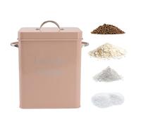 Laundry Powder Storage Tin, Laundry Powder Tin with Scoop Metal Laundry Room Container with Dual Side Handles with Spoon Lid Farmhouse Laundry Powder Container for Washing Powder, 20x16x11.7cm(Pink)