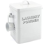 Laundry Powder Tin with Scoop Sweet Home, Metal, 18 x 15 x 25 cm (White)