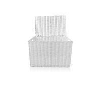 Laundry Resin Woven Basket Storage Chest Trunk Hamper/Kids Toy Storage Box Basket (Medium - W37xD26x26cms) Arpan White M