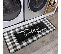 Laundry Room Mat Farmhouse Decor Floor Runner Rug Laundromat Doormat Thankful Grateful Blessed 39x20in Black and White Buffalo
