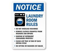 Laundry Room Rules Sign,“Resident Use, Not Responsible For Damage, Remove Promptly, Clean Lint” Notice Sign, 40 mil Laminated Rustproof Aluminum, Waterproof, 10 X 14 inch