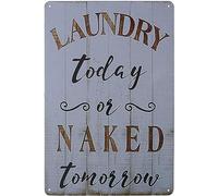 Laundry Room Sign-Plaque Sign on Vintage Wall Home Bathroom Laundry Room Decoration washroom Sign White 8x12 Inch