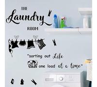 Laundry Room Wall Sticker, Sorting Out Life One Load at a Time with Clothesline Design, Self-Adhesive PVC Wall Art for Laundry Room, Kitchen, Home Decor