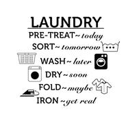 Laundry Room Wall Sticker Vinyl Wallpaper Dry Cleaning Folding Ironing Removable Decal for Laundry Room wall Decoration Large - 67x77cm