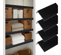 Laundry Room Wire Shelf Cover Wood-Look, Storage Room Kitchen Organization, Basement Closet Pantry Wire Rack Covers Black, 1/4/5pcs Decoration Shelf(4pcs,L33xW16"/84x41cm)