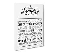 Laundry Rules Typography Quote Canvas Print | Gallery Wrapped 30mm Frame Wall Art | 30x20 inches | Ready to Hang | Modern Typography Picture | Living Room Bedroom Lounge Office