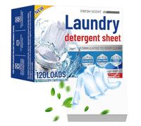 Laundry Sheets, 120 Loads, Lightweight Eco, Biodegradable Freshly Scented, Non-Bio Zero-Waste Removes Tough Stains, Ultra-Concentrated Non Liquid Washing Sheets, Travel Wash Sheet, Laundry Care