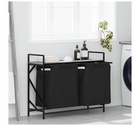 Laundry Sorter 2-Compartment Grey Sonoma Shelf. Steel EngineeredWood 97x33x77cm