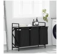 Laundry Sorter 3-Compartment Grey Sonoma Wood Shelf Steel Frame 99x33x77cm 3bags