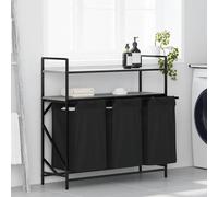Laundry Sorter 99x33x97cm Steel Frame Grey Sonoma Shelves Polyester Bags 3-Comp