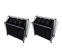 Laundry Sorter Cart 2 pcs Black & Grey 96x40x92cm Steel Frame 8 Removable Bags