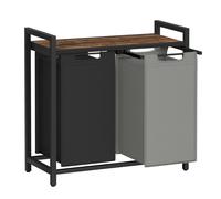 Laundry Sorter Hamper with Removable Bags, Ink Black + Dove Gray + Rustic Brown