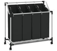 Laundry Sorter with 3/4 Bags Blue Steel Clothes Basket Multi Colours vidaXL