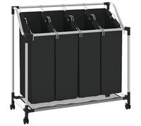 Laundry Sorter with 3/4 Bags Blue Steel Clothes Basket Multi Colours vidaXL