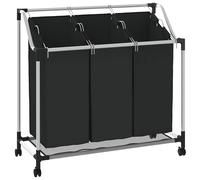 Laundry Sorter with 3/4 Bags Blue Steel Clothes Basket Multi Colours vidaXL