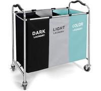 Laundry Sorter with Wheels, 240L Laundry Hamper featuring Removable Bags; 3-Section Laundry Cart with Lockable Casters: Premium Collapsible Laundry Basket for British Homes (Green)