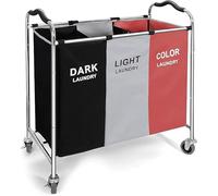 Laundry Sorter with Wheels, 240L Laundry Hamper featuring Removable Bags; 3-Section Laundry Cart with Lockable Casters: Premium Collapsible Laundry Basket for British Homes (Red)
