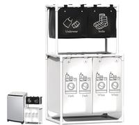 Laundry Sorting Basket - Multi Bin Laundry Basket, Rolling Sorting Organiser, Removable Liner Pockets, Robust Steel Frame, Washing System for Families, Homes, Bedrooms, Laundry Rooms and