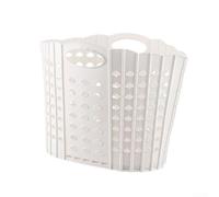 Laundry Storage Folding Basket Wall Mounted, Made from Plastic with Portable Handheld Design for Easy Movement and Space Saving (White)