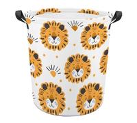 Laundry Storage Organizer 40X50Cm, Yellow Lion Head Washing Basket Collapsible Large Clothes Bag For Room Decor Dormitory