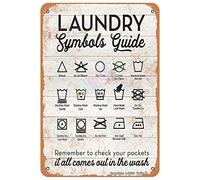 Laundry Symbols Guide 20X30 CM Retro Look Metal Decoration Plaque Sign for Home Kitchen Bathroom Farm Garden Garage Funny Wall Decor