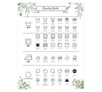 Laundry Symbols Guide Magnet for Easy Clothing Care 6.75x8.75 Inch Laundry Symbols Chart for Home, Washing Room Sign Chart, Laundromat Room Organization & Decor